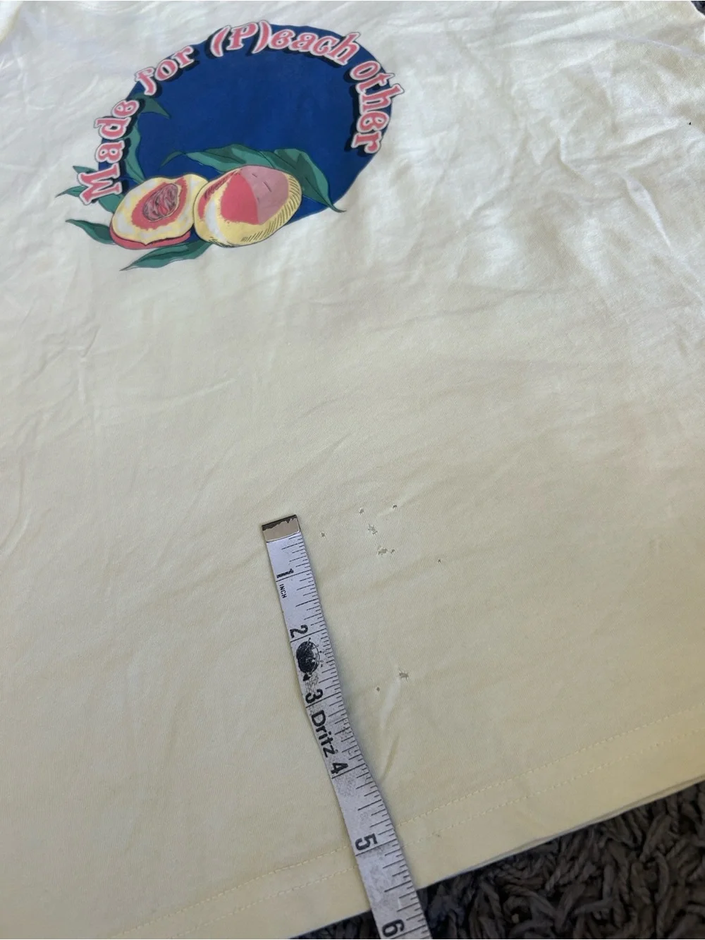 Tory Burch Cream/Yellow Short-Sleeve Tee with Peach Graphic Large